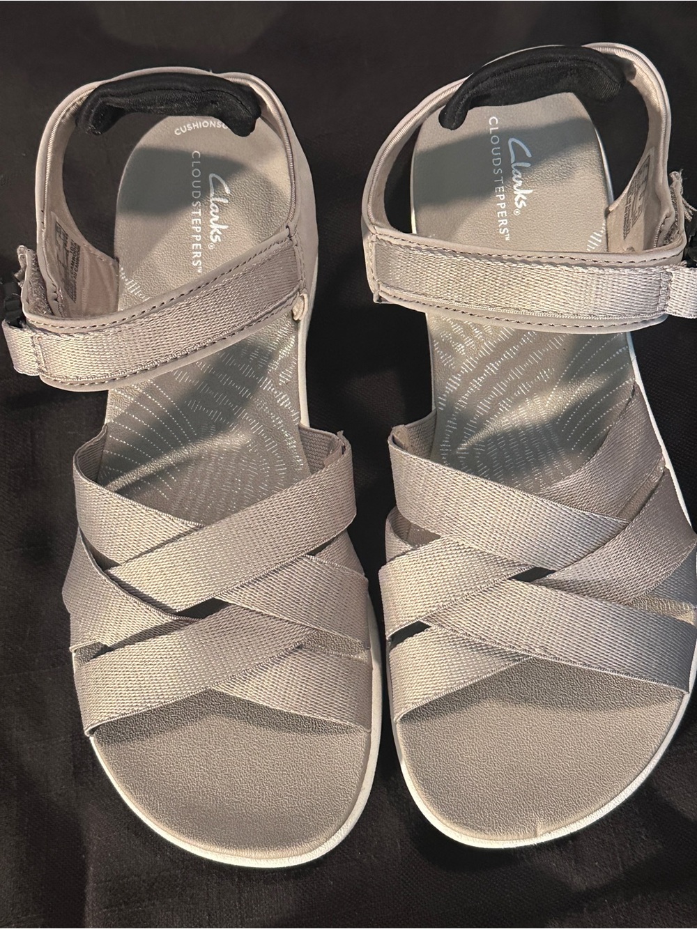 Clarks Gray Strappy Cloudsteppers Women's Sandals